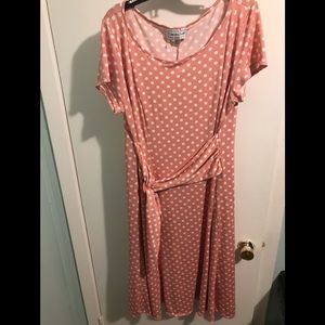 Pre-Owned Chelsea Sweet Pink Polka Dot Dress 16W